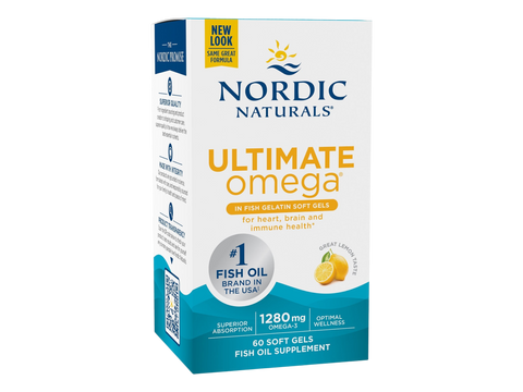 Nordic Naturals Fish Gelatin Omega-3 1280mg per Serving Lemon Softgels – 60 Softgels bottle front label