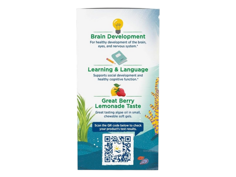 Nordic Naturals Kids DHA Chewables 375mg Vegan Omega-3 Berry Lemonade – 120 Chewable Tablets bottle back label with product information