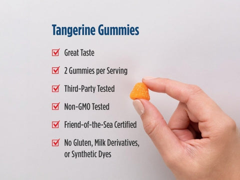 Nordic Naturals Kids Omega-3 Tangerine Gummies 82mg per Serving – 60 Gummies suggested use and directions panel