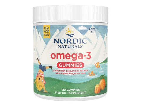 Nordic Naturals Kids Omega-3 Tangerine Gummies 82mg per Serving – 120 Gummies bottle front label