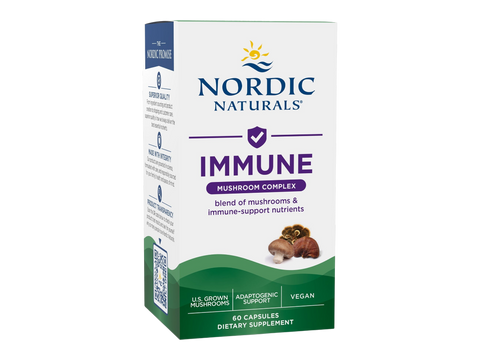 Nordic Naturals Mushroom Complex 6 Mushroom Blend with Herbs – 60 Capsules bottle angled view