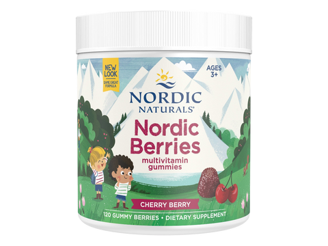 Nordic Naturals Nordic Berries kids multivitamin 120 gummy bottle, cherry berry flavor, for ages 3+