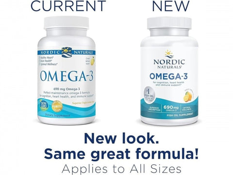 Nordic Naturals Omega-3 - 690mg EPA & DHA Fish Oil Softgels - Lemon Flavour