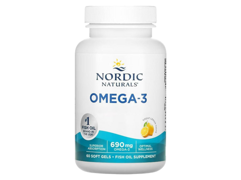Nordic Naturals Omega-3 690mg EPA and DHA Fish Oil Softgels Lemon Flavour – 60 Softgels bottle front label