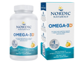 Nordic Naturals Omega-3D with Vitamin D3 lemon soft gels, 120 count bottle & box.