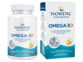 Nordic Naturals Omega-3D with Vitamin D3 bottle & box, lemon soft gels, 60 count.