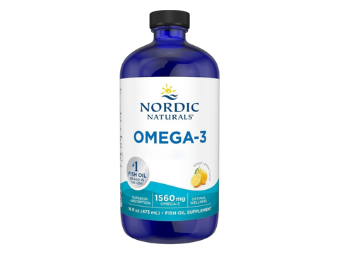 Nordic Naturals Omega-3 Liquid 1560mg Fish Oil per Teaspoon Lemon – 473ml Liquid bottle front label