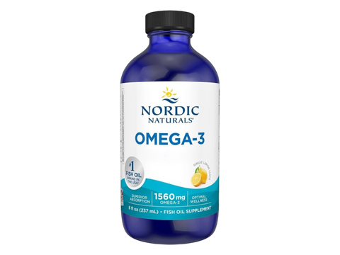 Nordic Naturals Omega-3 Liquid 1560mg Fish Oil per Teaspoon Lemon – 237ml Liquid bottle front label