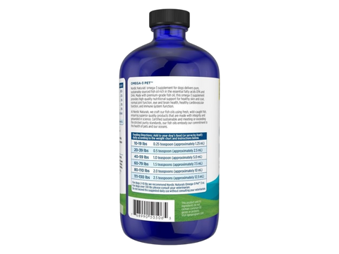 Nordic Naturals Omega-3 Pet Liquid Fish Oil Unflavoured for Dogs and Cats – 473ml Liquid product barcode on bottle packaging