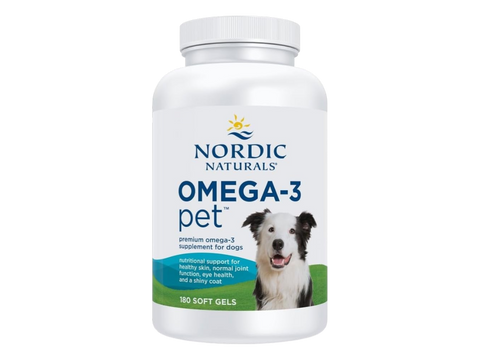 Nordic Naturals Omega-3 Pet Softgels for Dogs Unflavoured Fish Oil – 180 Softgels bottle front label