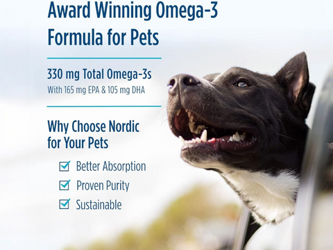 Nordic Naturals Omega-3 Pet Softgels for Dogs Unflavoured Fish Oil – 180 Softgels ingredients and product details panel