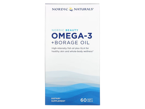 Nordic Naturals Omega-3 + Borage Oil EPA DHA and GLA Blend – 60 Softgels bottle front label