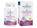 Nordic Naturals Postnatal Omega-3 with Vitamin D3 bottle & box, lemon flavour, 60 soft gels.