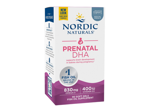 Nordic Naturals Prenatal DHA 830mg Omega-3 and Vitamin D3 Softgels – 90 Softgels bottle front label