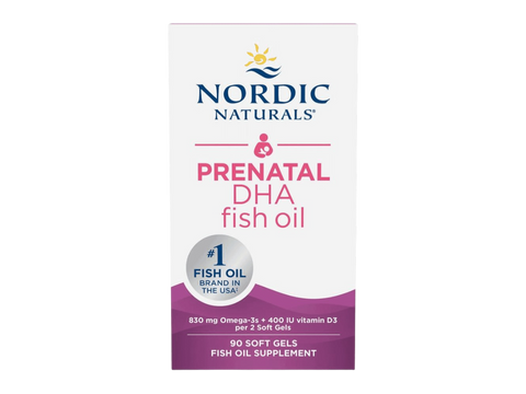 Nordic Naturals Prenatal DHA 830mg Omega-3 and Vitamin D3 Softgels – 90 Softgels bottle front label