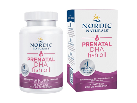 Nordic Naturals Prenatal DHA 830mg Omega-3 and Vitamin D3 Softgels – 90 Softgels bottle front label