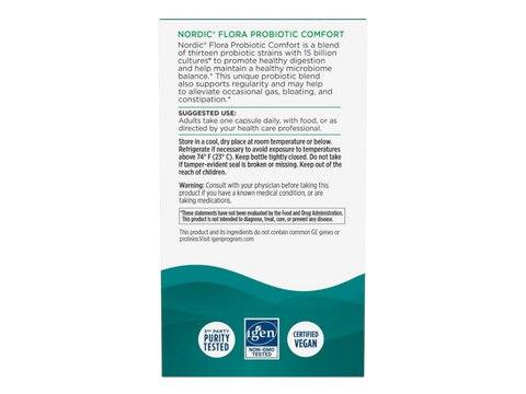 Nordic Naturals Probiotic 15 Billion CFU 13 Strains – 30 Vegan Capsules tub back label with product information