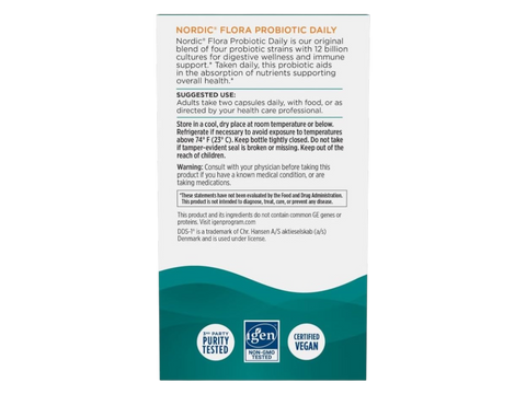 Supplement facts panel and directions for Nordic Naturals Probiotic Daily.