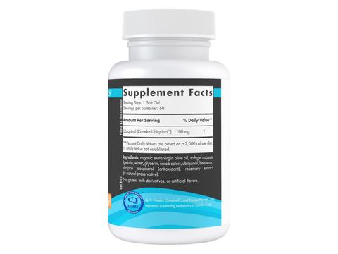 Nordic Naturals Ubiquinol Sport 100mg NSF Certified CoQ10 – 60 Softgels Supplement Facts panel