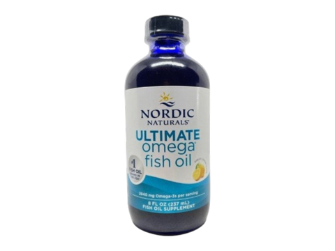 Nordic Naturals Ultimate Omega 2840mg Omega-3 Fish Oil Lemon Flavour – 237ml Liquid bottle front label