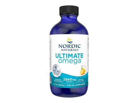 Nordic Naturals Ultimate Omega 2840mg Omega-3 Fish Oil Lemon Flavour – 119ml Liquid bottle front label