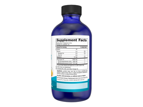 Nordic Naturals Ultimate Omega 2840mg Omega-3 Fish Oil Lemon Flavour – 237ml Liquid Supplement Facts panel