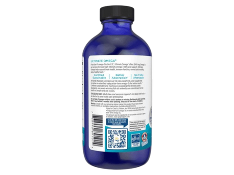 Nordic Naturals Ultimate Omega 2840mg Omega-3 Fish Oil Lemon Flavour – 237ml Liquid product barcode on bottle packaging