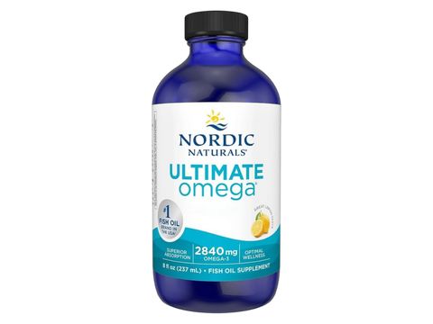 Nordic Naturals Ultimate Omega 2840mg Omega-3 Fish Oil Lemon Flavour – 237ml Liquid bottle angled view