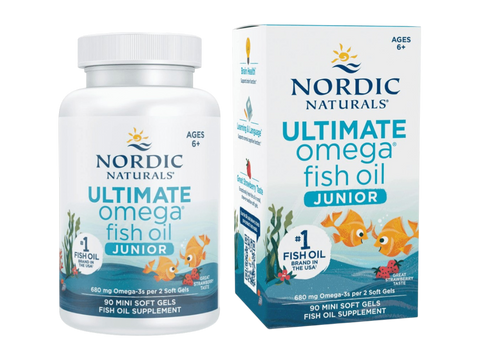 Nordic Naturals Ultimate Omega-3 Junior 680mg Omega-3 Strawberry – 90 Softgels bottle front label