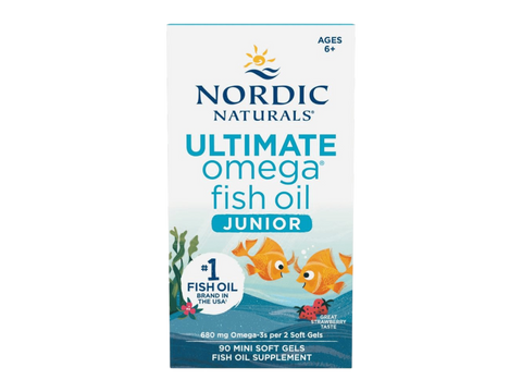 Nordic Naturals Ultimate Omega-3 Junior 680mg Omega-3 Strawberry – 90 Softgels bottle front label