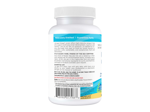 Nordic Naturals Ultimate Omega-3 Junior 680mg Omega-3 Strawberry – 90 Softgels product barcode on bottle packaging