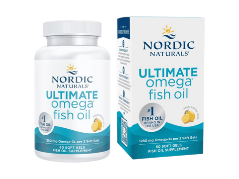 Nordic Naturals Ultimate Omega-3 Lemon 1280mg Omega-3 Fish Oil Softgels – 60 Softgels bottle front label