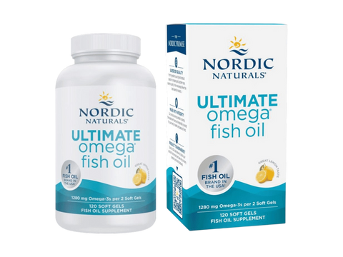 Nordic Naturals Ultimate Omega-3 Lemon 1280mg Omega-3 Fish Oil Softgels – 120 Softgels bottle front label
