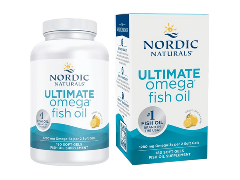 Nordic Naturals Ultimate Omega-3 Lemon 1280mg Omega-3 Fish Oil Softgels – 180 Softgels bottle front label