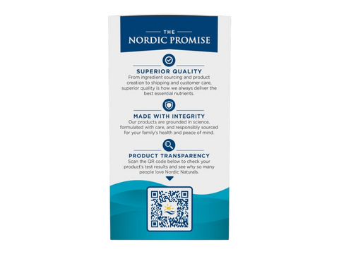 Nordic Naturals Ultimate Omega-3 Lemon 1280mg Omega-3 Fish Oil Softgels – 60 Softgels bottle back label with product information