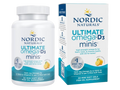 Nordic Naturals Ultimate Omega D3 bottle & box, lemon mini soft gels, 60 count.