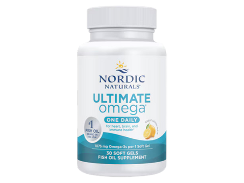 Nordic Naturals Ultimate Omega One Daily bottle, lemon, 30 soft gels.