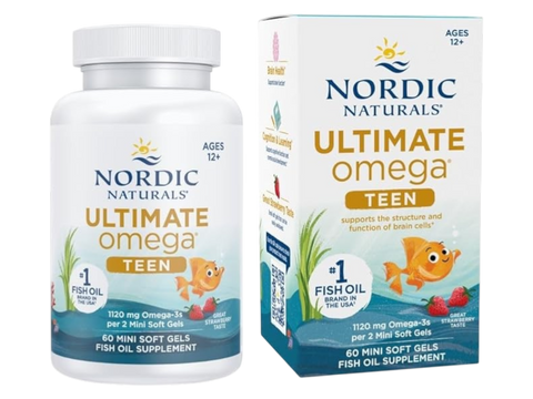 Nordic Naturals Ultimate Omega Teen Soft Gels 1120mg Omega-3 – 60 Soft Gels bottle front label