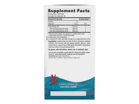 Nordic Naturals Ultimate Omega Teen Soft Gels 1120mg Omega-3 – 60 Soft Gels Supplement Facts panel