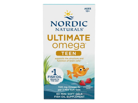 Nordic Naturals Ultimate Omega Teen Soft Gels 1120mg Omega-3 – 60 Soft Gels bottle front label