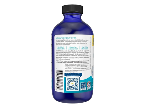 Nordic Naturals Ultimate Omega Xtra Liquid Lemon 3400mg Omega-3 + D3 – 237ml product barcode on bottle