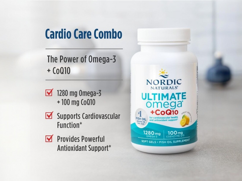 Nordic Naturals Ultimate Omega + CoQ10 1280mg Omega-3 Lemon Softgels –Softgels ingredients and product details panel