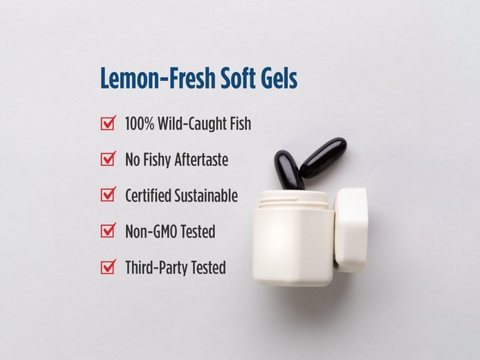 Nordic Naturals Ultimate Omega + CoQ10 1280mg Omega-3 Lemon Softgels – Softgels softgel capsules close-up