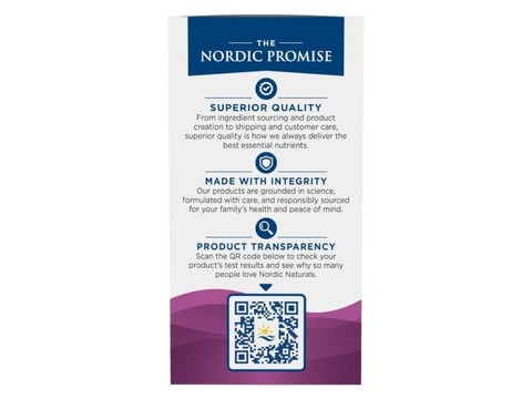 Nordic Naturals Vegan Prenatal DHA 500mg Plant-Based Algae Oil – 60 Softgels bottle back label with product information