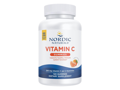 Nordic Naturals Vitamin C Gummies bottle, Tart Tangerine flavor, 250mg, 120 count