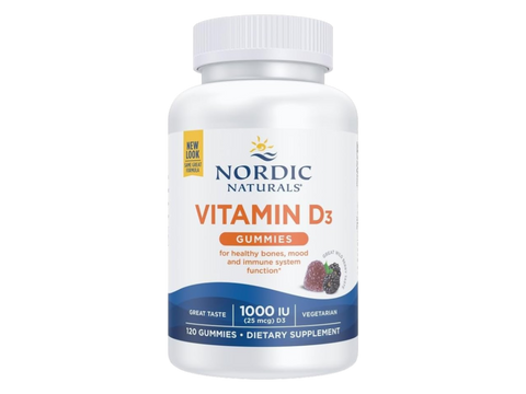 Nordic Naturals Vitamin D3 plus Iron Gummies bottle, Wild Berry flavor, 120 count