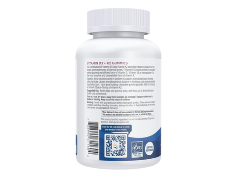 Nordic Naturals Vitamin D3 + K2 Gummies 1000 IU Pomegranate – 60 Gummies product barcode on bottle packaging