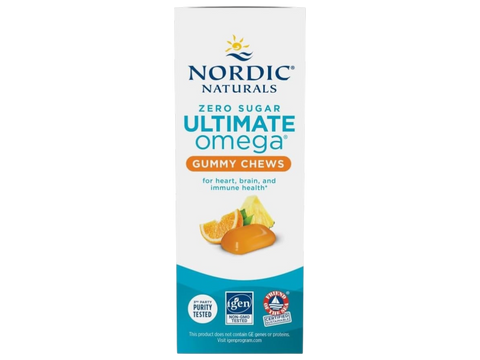 Nordic Naturals Zero Sugar Omega-3 Gummies 1200mg Tropical Fruit – 54 Gummies box angled view