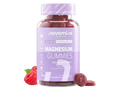 Novomins Nutrition Magnesium Gummies 60 Raspberry Flavoured Gummies bottle front view with raspberries
