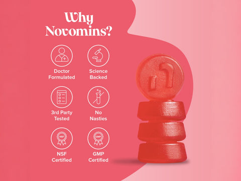 Novomins Nutrition Neuro Focus Gummies 60 Strawberry Flavoured Gummies quality features doctor formulated science backed non GMO gluten free